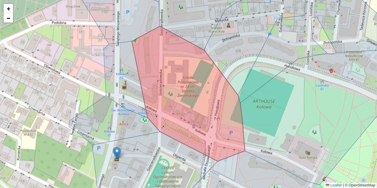 Szczegółowa mapa kodu pocztowego 03-535 z granicami, sąsiednimi kodami pocztowymi i urzędami pocztowymi