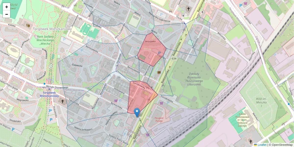 Szczegółowa mapa kodu pocztowego 03-551 z granicami, sąsiednimi kodami pocztowymi i urzędami pocztowymi
