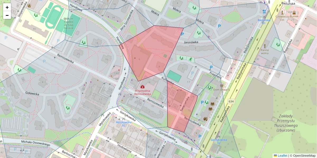 Szczegółowa mapa kodu pocztowego 03-554 z granicami, sąsiednimi kodami pocztowymi i urzędami pocztowymi