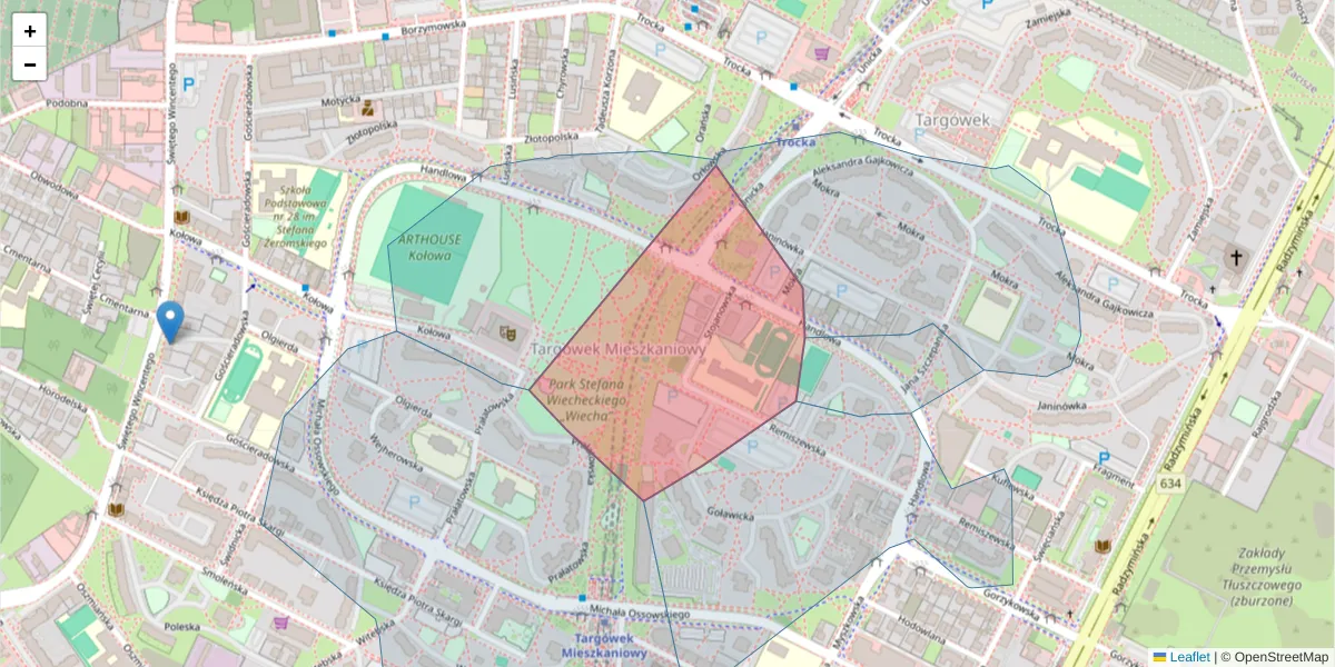 Szczegółowa mapa kodu pocztowego 03-558 z granicami, sąsiednimi kodami pocztowymi i urzędami pocztowymi