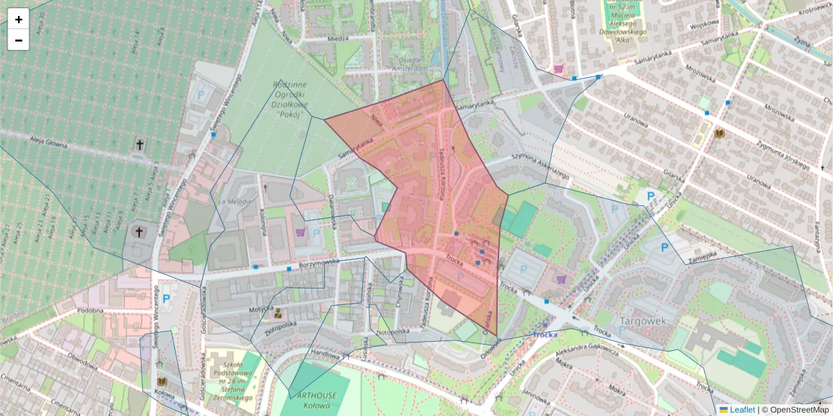 Szczegółowa mapa kodu pocztowego 03-571 z granicami, sąsiednimi kodami pocztowymi i urzędami pocztowymi