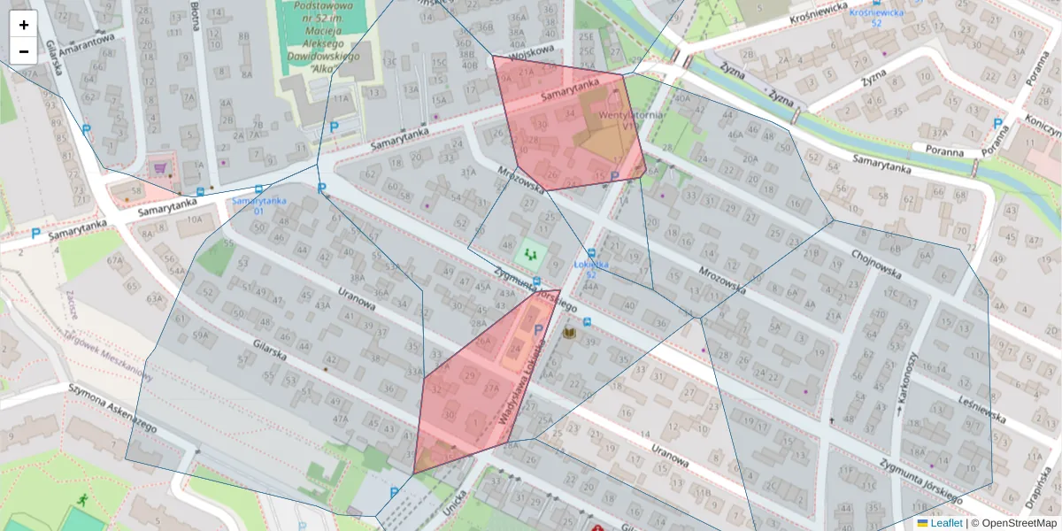 Szczegółowa mapa kodu pocztowego 03-590 z granicami, sąsiednimi kodami pocztowymi i urzędami pocztowymi
