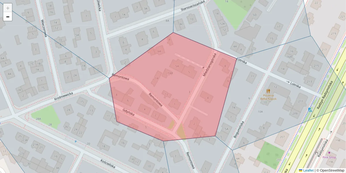 Szczegółowa mapa kodu pocztowego 03-617 z granicami, sąsiednimi kodami pocztowymi i urzędami pocztowymi
