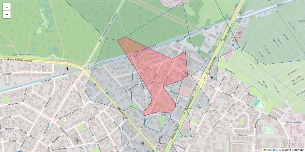 Szczegółowa mapa kodu pocztowego 03-646 z granicami, sąsiednimi kodami pocztowymi i urzędami pocztowymi