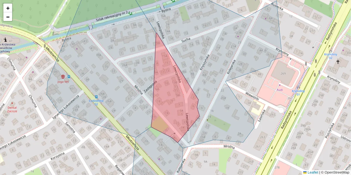 Szczegółowa mapa kodu pocztowego 03-652 z granicami, sąsiednimi kodami pocztowymi i urzędami pocztowymi