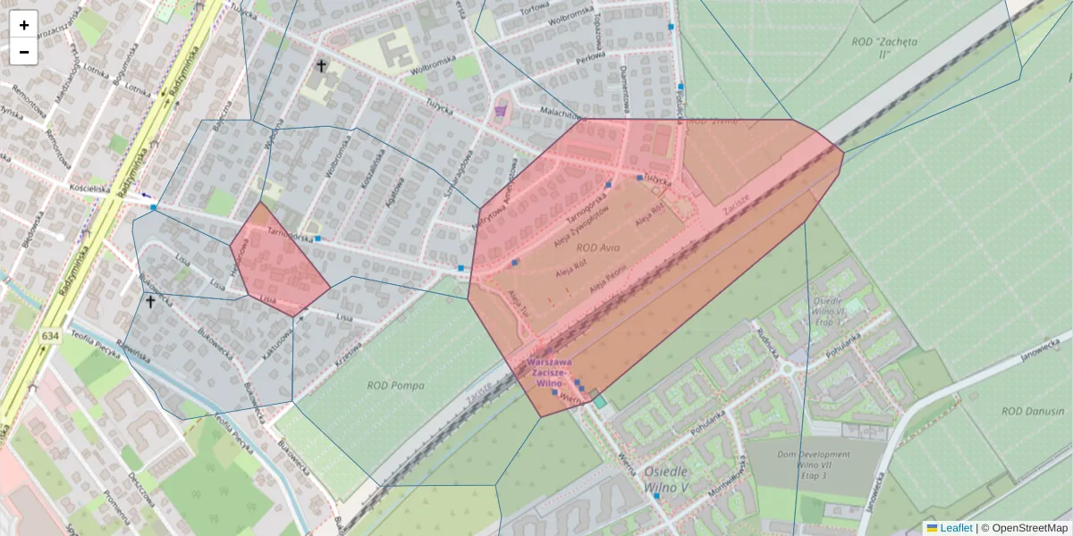 Szczegółowa mapa kodu pocztowego 03-679 z granicami, sąsiednimi kodami pocztowymi i urzędami pocztowymi