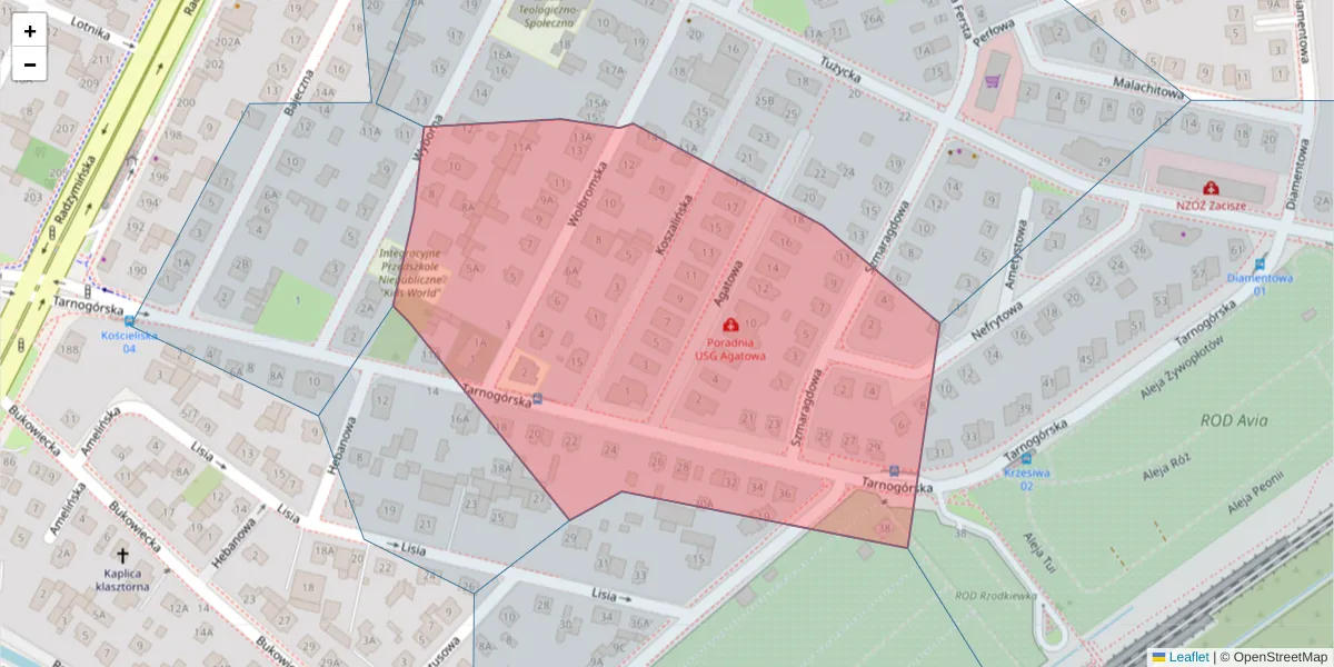 Szczegółowa mapa kodu pocztowego 03-680 z granicami, sąsiednimi kodami pocztowymi i urzędami pocztowymi