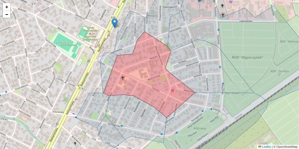 Szczegółowa mapa kodu pocztowego 03-683 z granicami, sąsiednimi kodami pocztowymi i urzędami pocztowymi