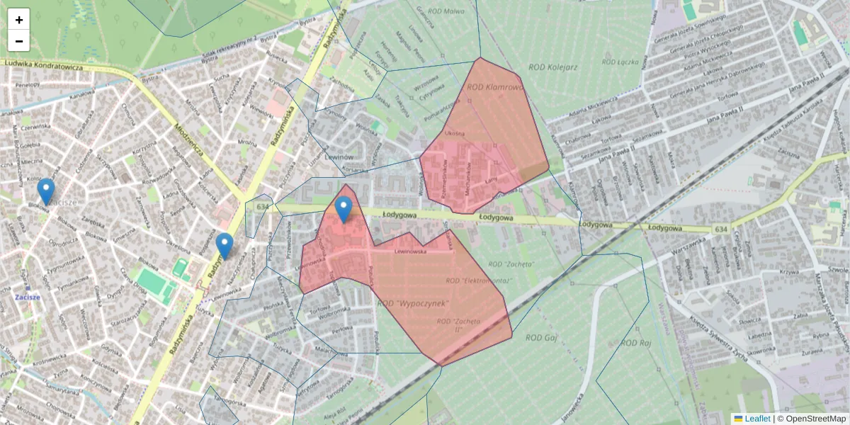 Szczegółowa mapa kodu pocztowego 03-684 z granicami, sąsiednimi kodami pocztowymi i urzędami pocztowymi