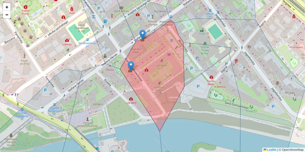 Szczegółowa mapa kodu pocztowego 03-712 z granicami, sąsiednimi kodami pocztowymi i urzędami pocztowymi