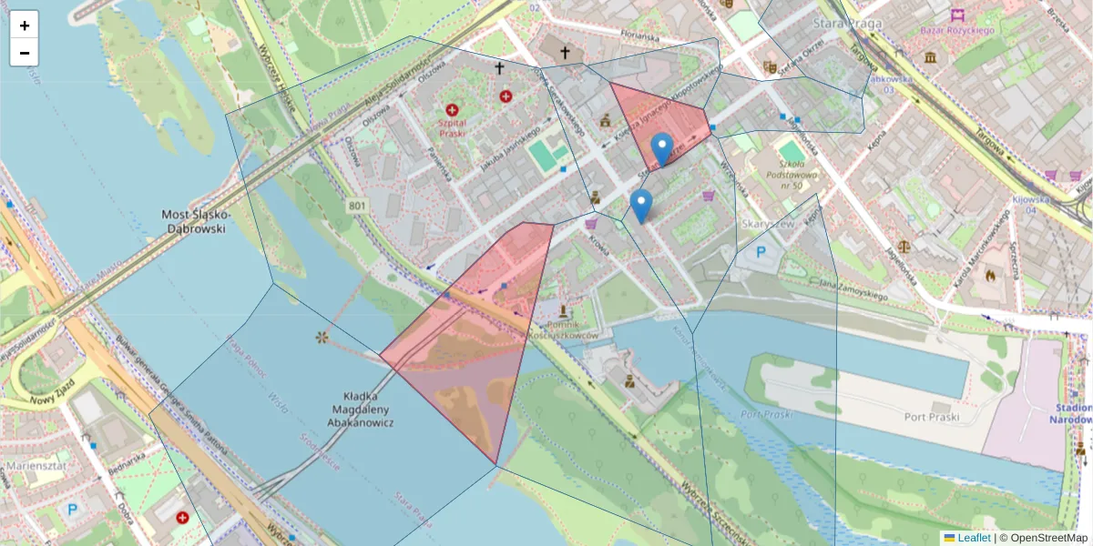 Szczegółowa mapa kodu pocztowego 03-715 z granicami, sąsiednimi kodami pocztowymi i urzędami pocztowymi