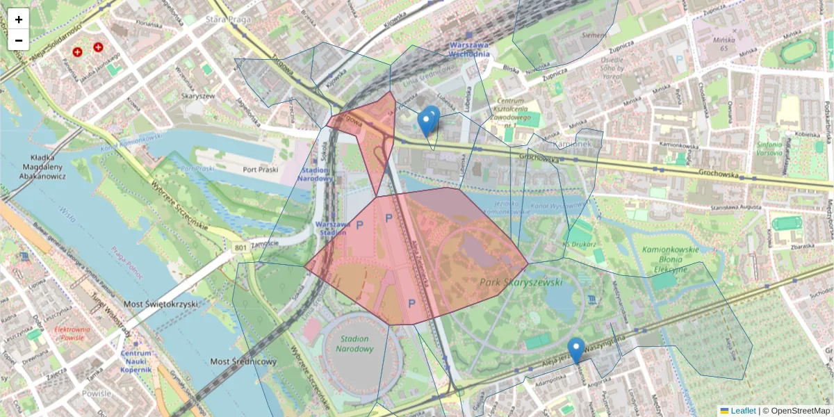 Szczegółowa mapa kodu pocztowego 03-727 z granicami, sąsiednimi kodami pocztowymi i urzędami pocztowymi
