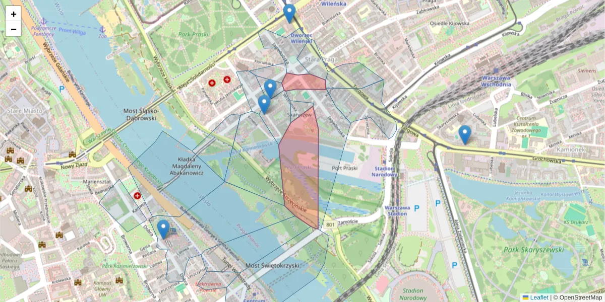 Szczegółowa mapa kodu pocztowego 03-730 z granicami, sąsiednimi kodami pocztowymi i urzędami pocztowymi