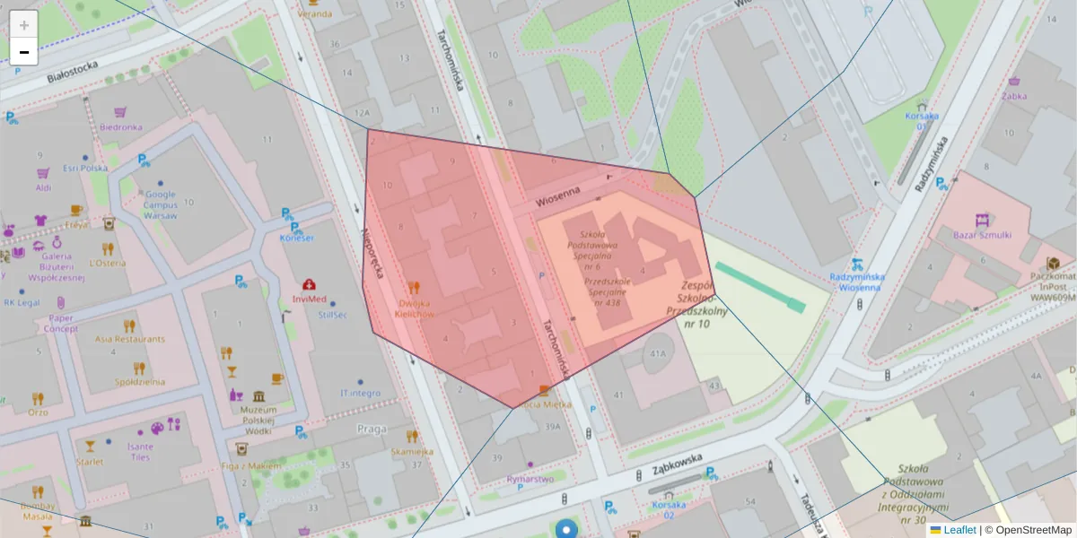 Szczegółowa mapa kodu pocztowego 03-745 z granicami, sąsiednimi kodami pocztowymi i urzędami pocztowymi