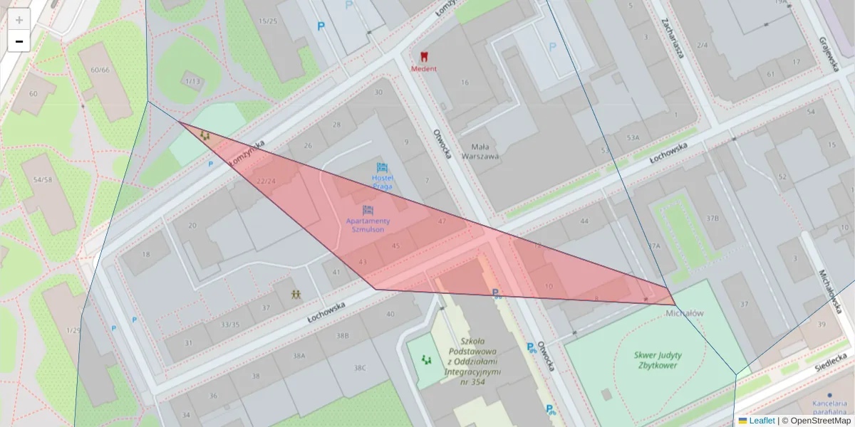 Szczegółowa mapa kodu pocztowego 03-764 z granicami, sąsiednimi kodami pocztowymi i urzędami pocztowymi
