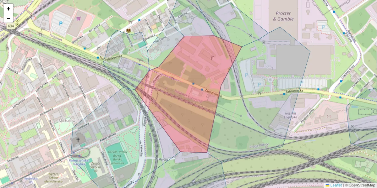 Szczegółowa mapa kodu pocztowego 03-787 z granicami, sąsiednimi kodami pocztowymi i urzędami pocztowymi