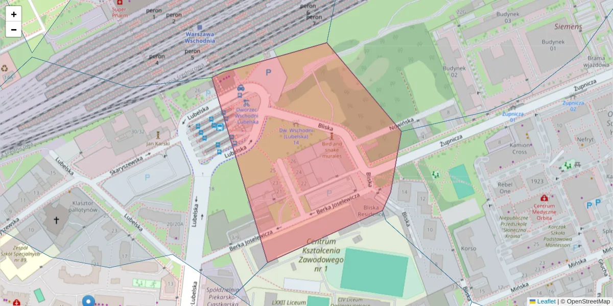 Szczegółowa mapa kodu pocztowego 03-803 z granicami, sąsiednimi kodami pocztowymi i urzędami pocztowymi
