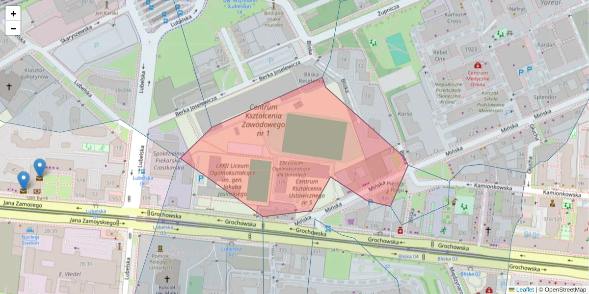 Szczegółowa mapa kodu pocztowego 03-806 z granicami, sąsiednimi kodami pocztowymi i urzędami pocztowymi