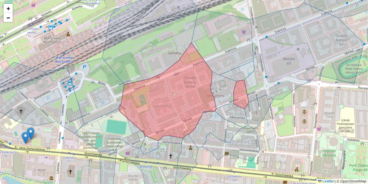Szczegółowa mapa kodu pocztowego 03-808 z granicami, sąsiednimi kodami pocztowymi i urzędami pocztowymi