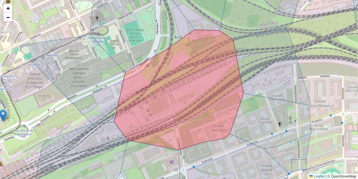 Szczegółowa mapa kodu pocztowego 03-816 z granicami, sąsiednimi kodami pocztowymi i urzędami pocztowymi