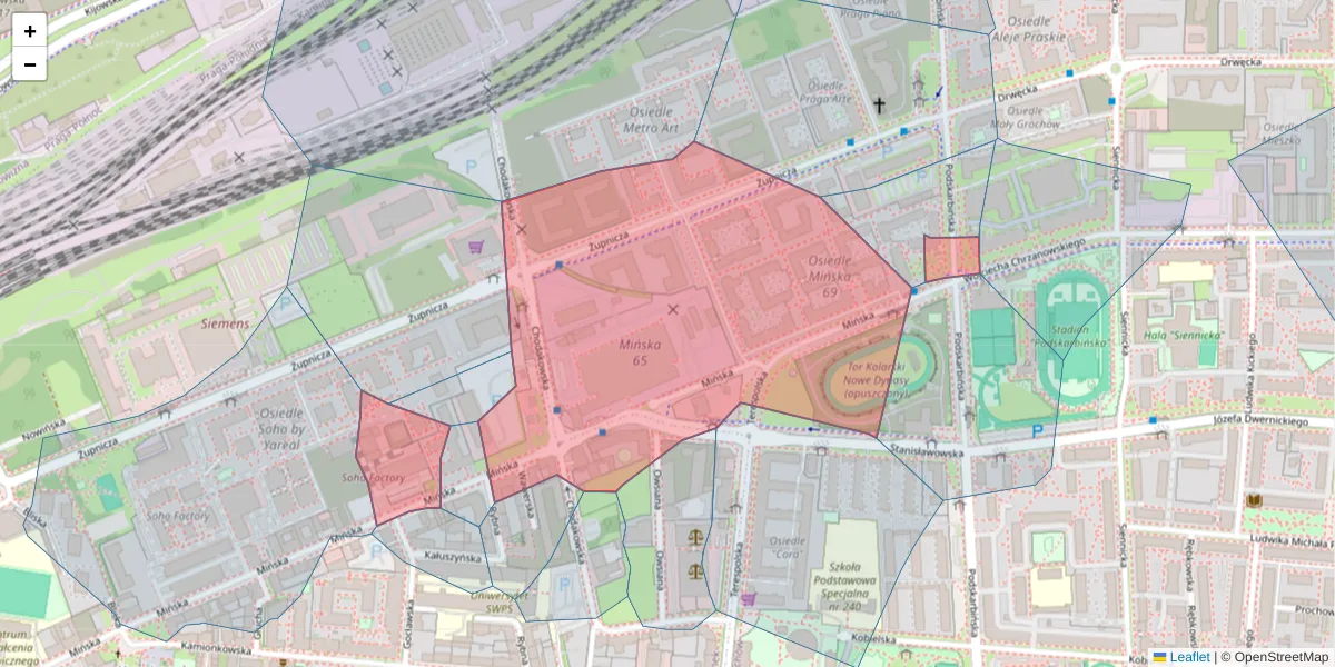Szczegółowa mapa kodu pocztowego 03-828 z granicami, sąsiednimi kodami pocztowymi i urzędami pocztowymi