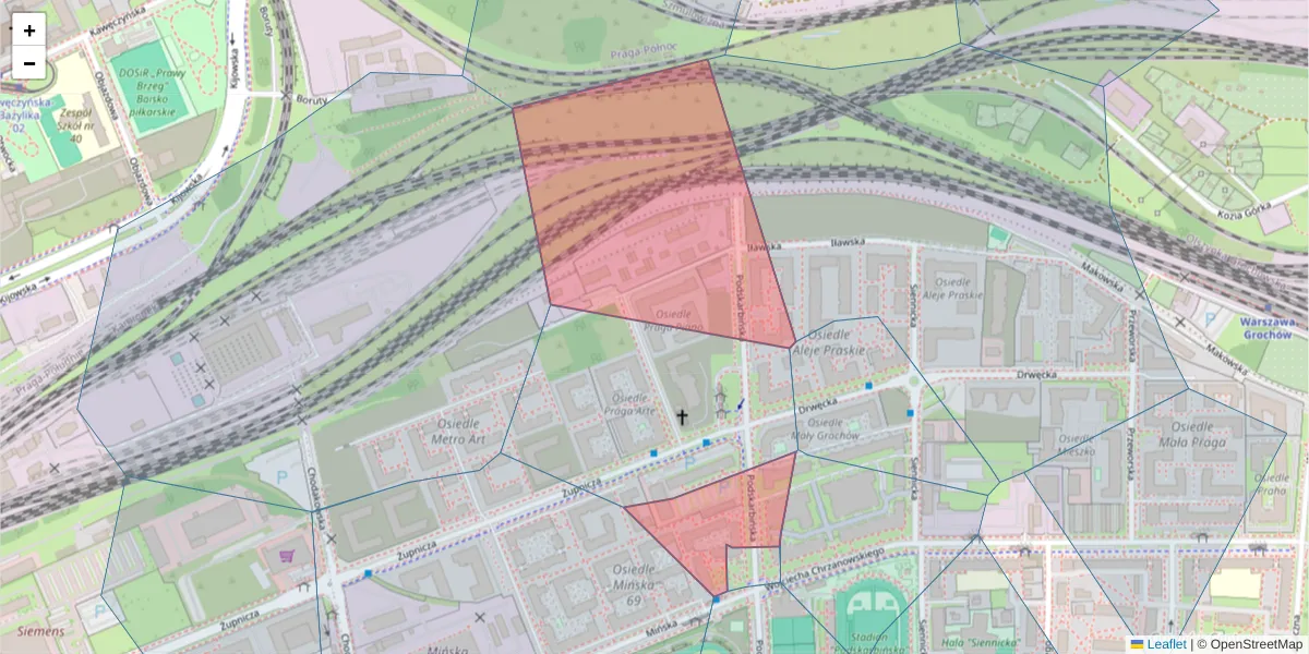 Szczegółowa mapa kodu pocztowego 03-829 z granicami, sąsiednimi kodami pocztowymi i urzędami pocztowymi