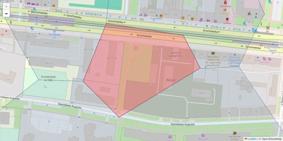 Szczegółowa mapa kodu pocztowego 03-842 z granicami, sąsiednimi kodami pocztowymi i urzędami pocztowymi