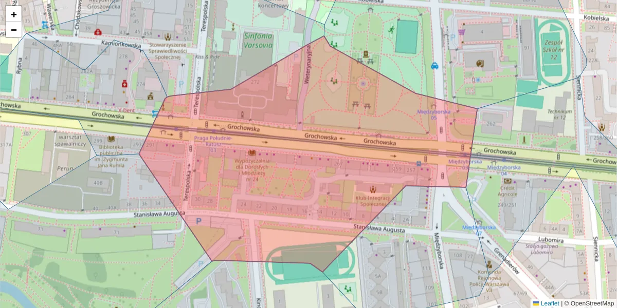 Szczegółowa mapa kodu pocztowego 03-844 z granicami, sąsiednimi kodami pocztowymi i urzędami pocztowymi