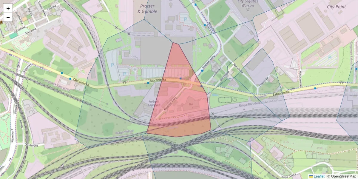 Szczegółowa mapa kodu pocztowego 03-866 z granicami, sąsiednimi kodami pocztowymi i urzędami pocztowymi