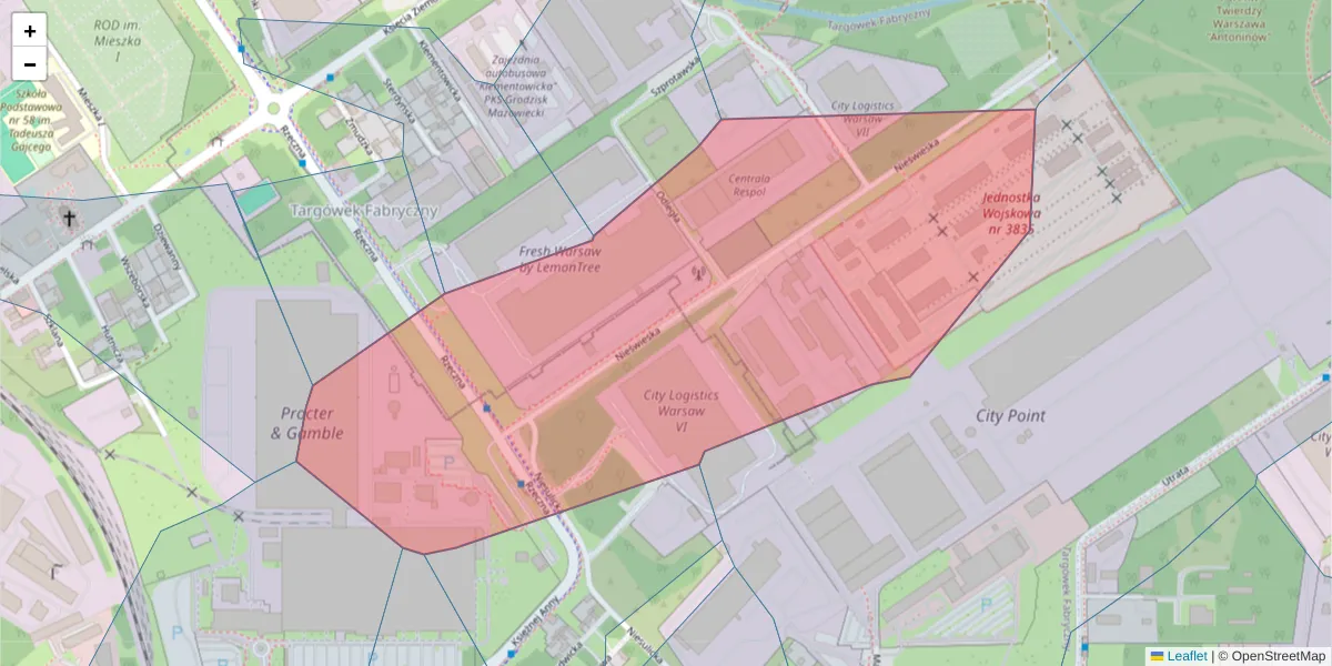 Szczegółowa mapa kodu pocztowego 03-867 z granicami, sąsiednimi kodami pocztowymi i urzędami pocztowymi