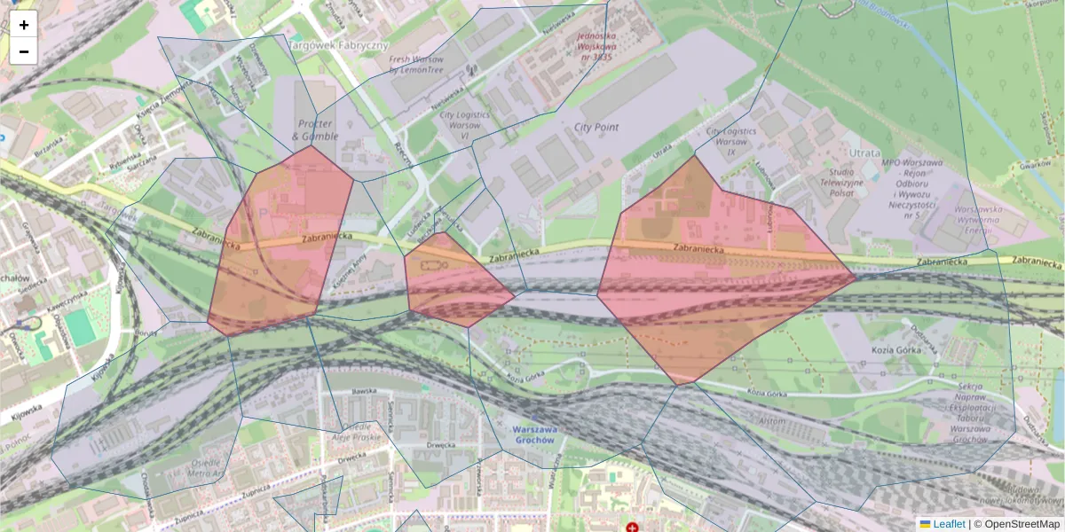 Szczegółowa mapa kodu pocztowego 03-872 z granicami, sąsiednimi kodami pocztowymi i urzędami pocztowymi