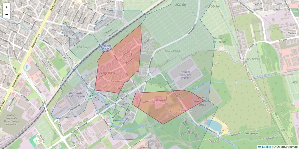 Szczegółowa mapa kodu pocztowego 03-890 z granicami, sąsiednimi kodami pocztowymi i urzędami pocztowymi