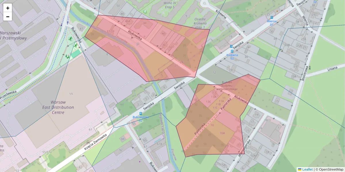 Szczegółowa mapa kodu pocztowego 03-892 z granicami, sąsiednimi kodami pocztowymi i urzędami pocztowymi