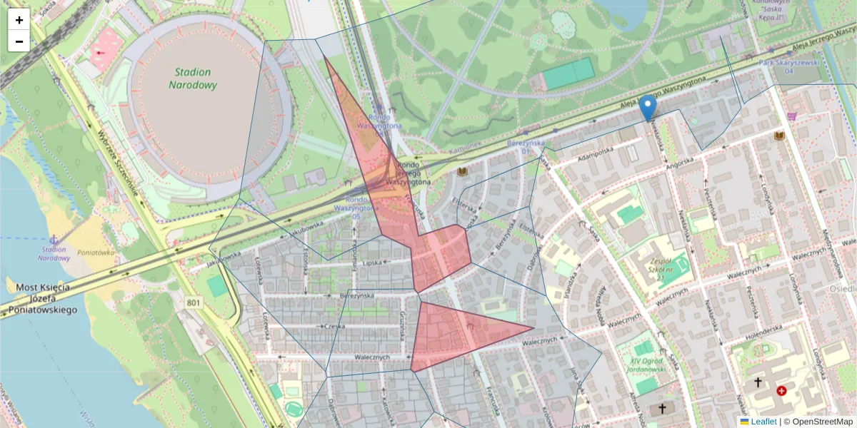 Szczegółowa mapa kodu pocztowego 03-905 z granicami, sąsiednimi kodami pocztowymi i urzędami pocztowymi