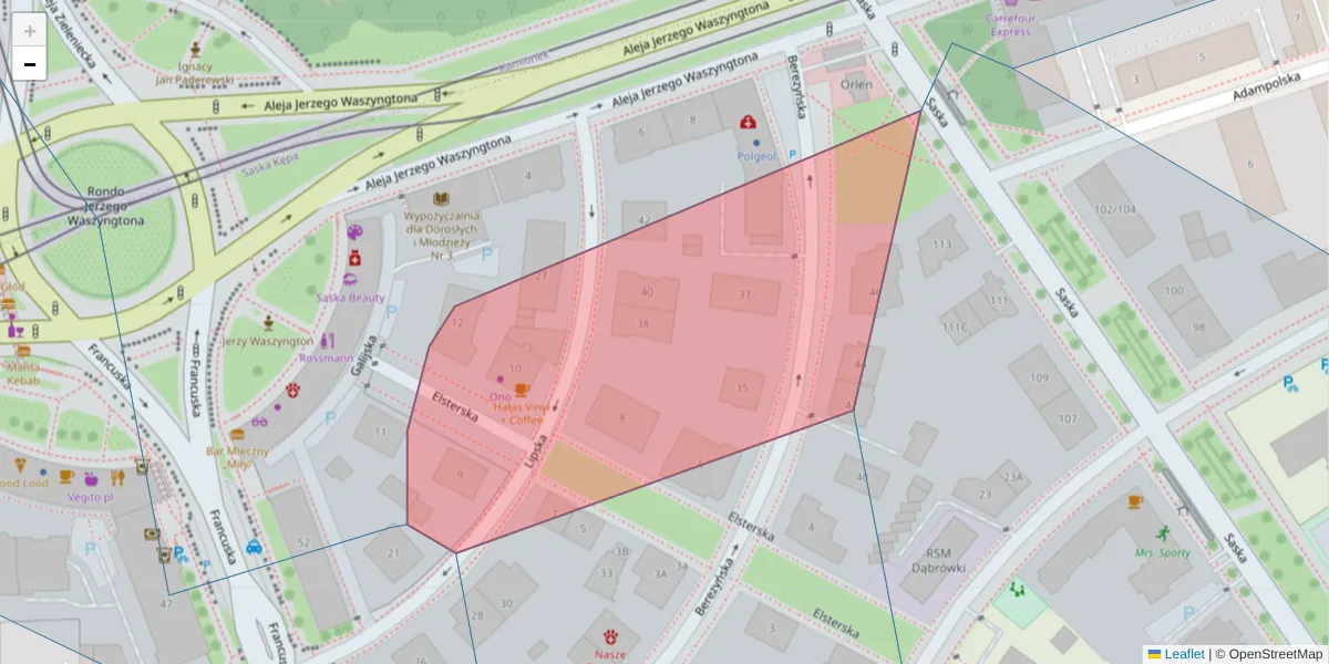 Szczegółowa mapa kodu pocztowego 03-907 z granicami, sąsiednimi kodami pocztowymi i urzędami pocztowymi