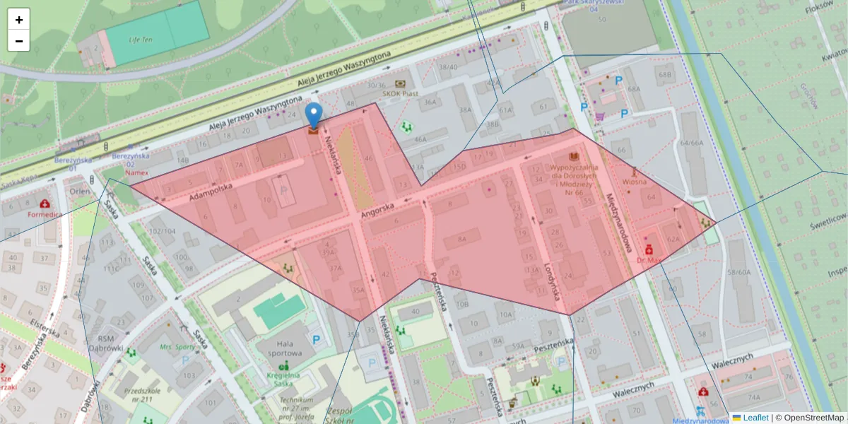 Szczegółowa mapa kodu pocztowego 03-913 z granicami, sąsiednimi kodami pocztowymi i urzędami pocztowymi
