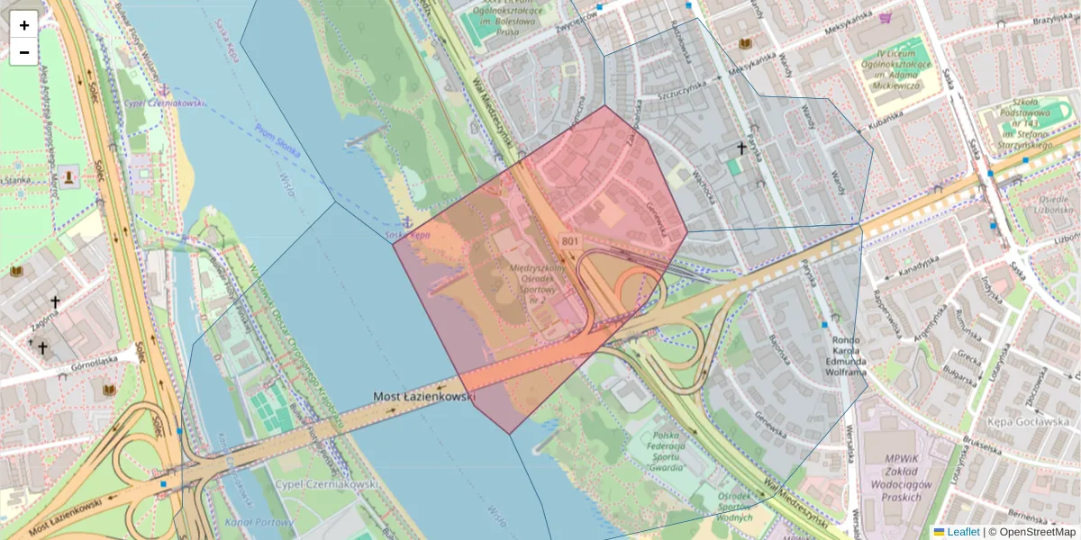 Szczegółowa mapa kodu pocztowego 03-934 z granicami, sąsiednimi kodami pocztowymi i urzędami pocztowymi