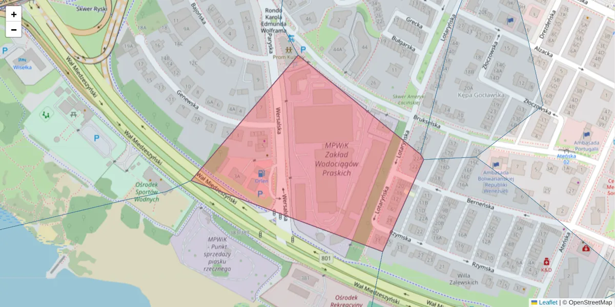Szczegółowa mapa kodu pocztowego 03-955 z granicami, sąsiednimi kodami pocztowymi i urzędami pocztowymi
