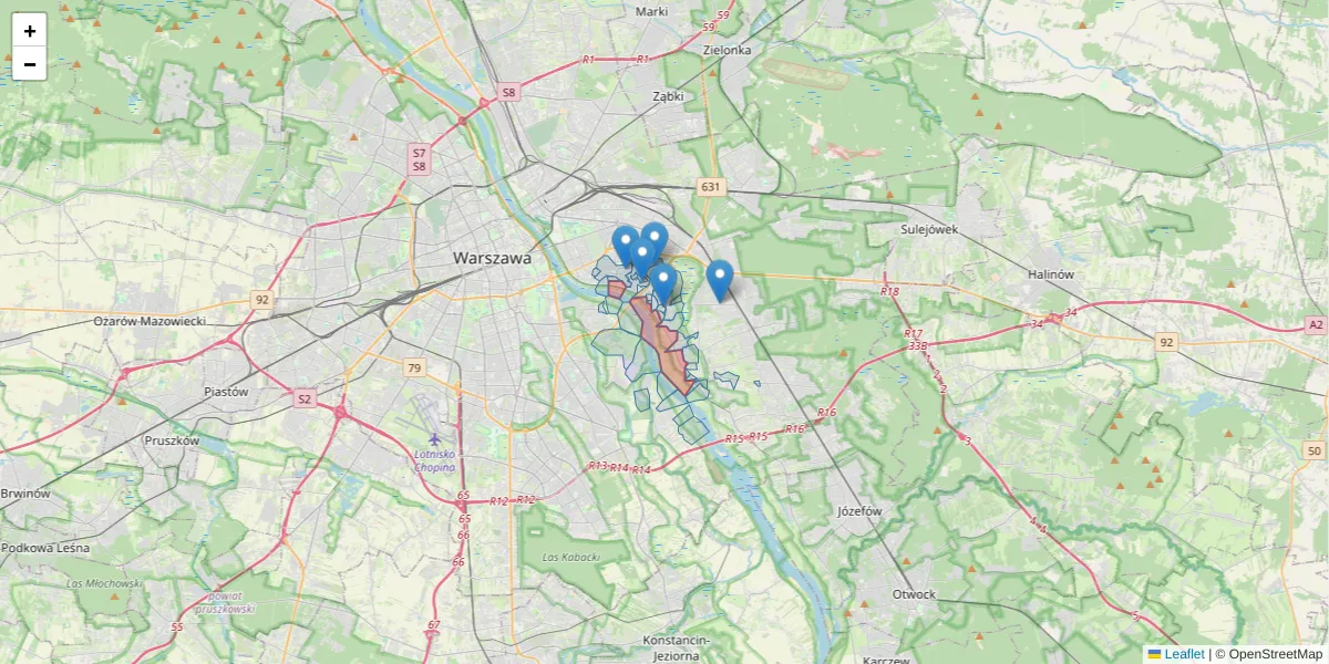 Szczegółowa mapa kodu pocztowego 03-994 z granicami, sąsiednimi kodami pocztowymi i urzędami pocztowymi