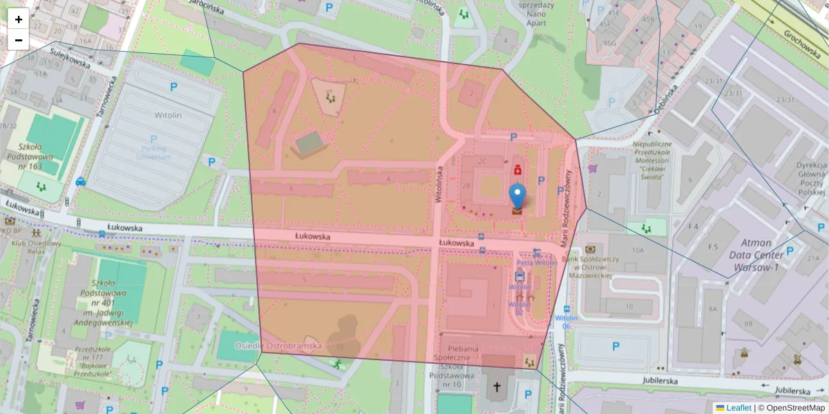 Szczegółowa mapa kodu pocztowego 04-113 z granicami, sąsiednimi kodami pocztowymi i urzędami pocztowymi