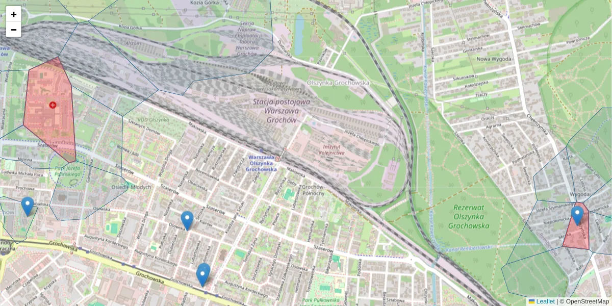 Szczegółowa mapa kodu pocztowego 04-141 z granicami, sąsiednimi kodami pocztowymi i urzędami pocztowymi