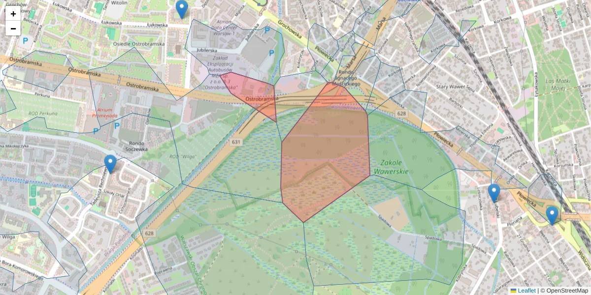 Szczegółowa mapa kodu pocztowego 04-193 z granicami, sąsiednimi kodami pocztowymi i urzędami pocztowymi
