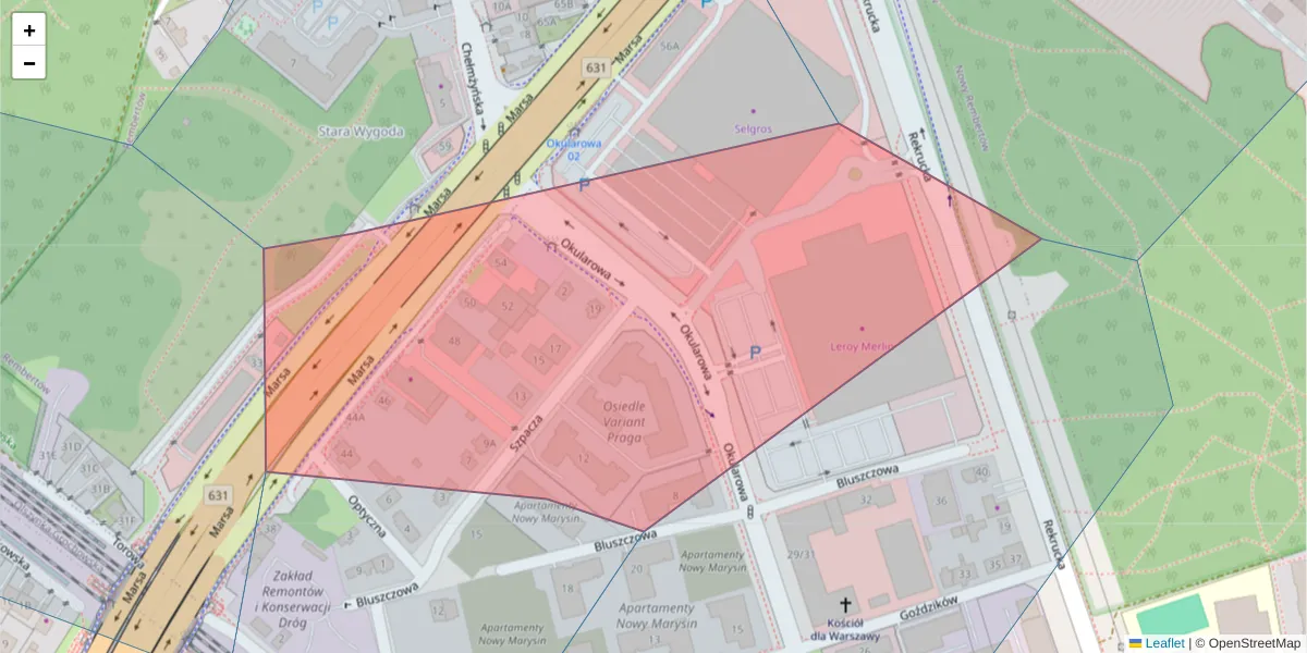 Szczegółowa mapa kodu pocztowego 04-238 z granicami, sąsiednimi kodami pocztowymi i urzędami pocztowymi