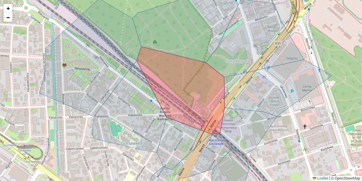 Szczegółowa mapa kodu pocztowego 04-246 z granicami, sąsiednimi kodami pocztowymi i urzędami pocztowymi