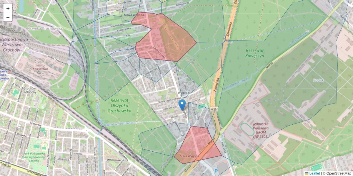 Szczegółowa mapa kodu pocztowego 04-247 z granicami, sąsiednimi kodami pocztowymi i urzędami pocztowymi