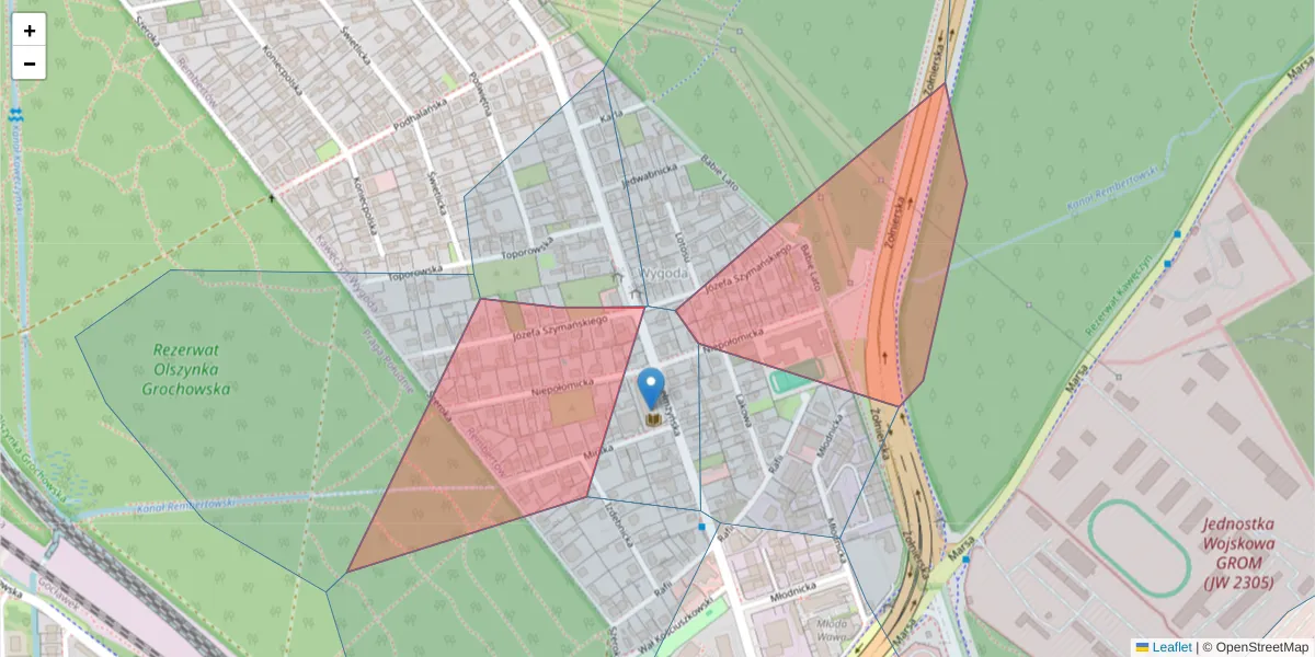 Szczegółowa mapa kodu pocztowego 04-256 z granicami, sąsiednimi kodami pocztowymi i urzędami pocztowymi