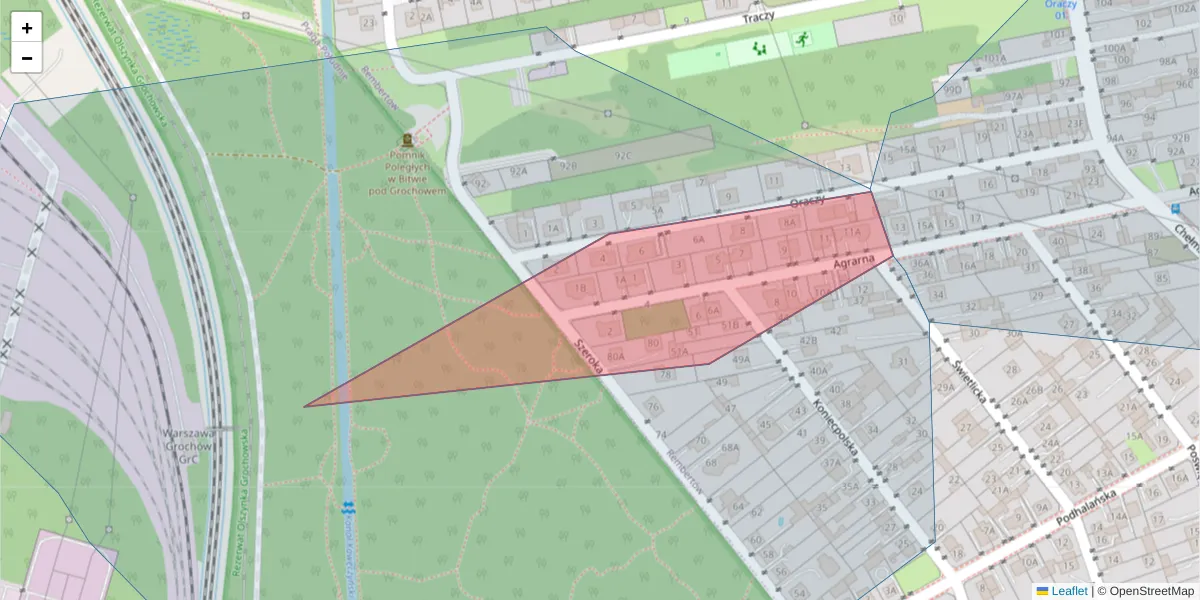 Szczegółowa mapa kodu pocztowego 04-269 z granicami, sąsiednimi kodami pocztowymi i urzędami pocztowymi
