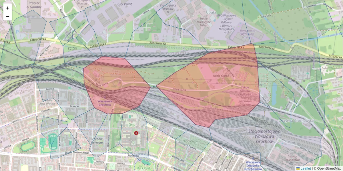 Szczegółowa mapa kodu pocztowego 04-317 z granicami, sąsiednimi kodami pocztowymi i urzędami pocztowymi