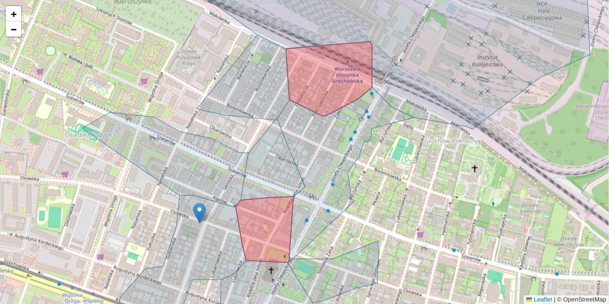 Szczegółowa mapa kodu pocztowego 04-320 z granicami, sąsiednimi kodami pocztowymi i urzędami pocztowymi