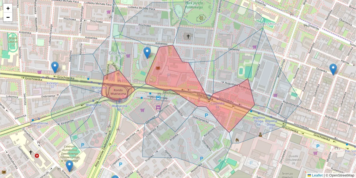 Szczegółowa mapa kodu pocztowego 04-357 z granicami, sąsiednimi kodami pocztowymi i urzędami pocztowymi